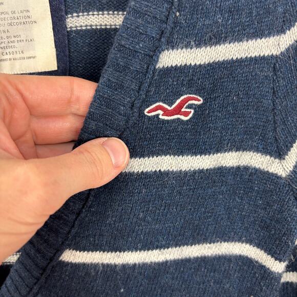 Vintage Y2K Hollister Striped Deep V Long Cardigan Sweater Medium angora - Picture 4 of 8